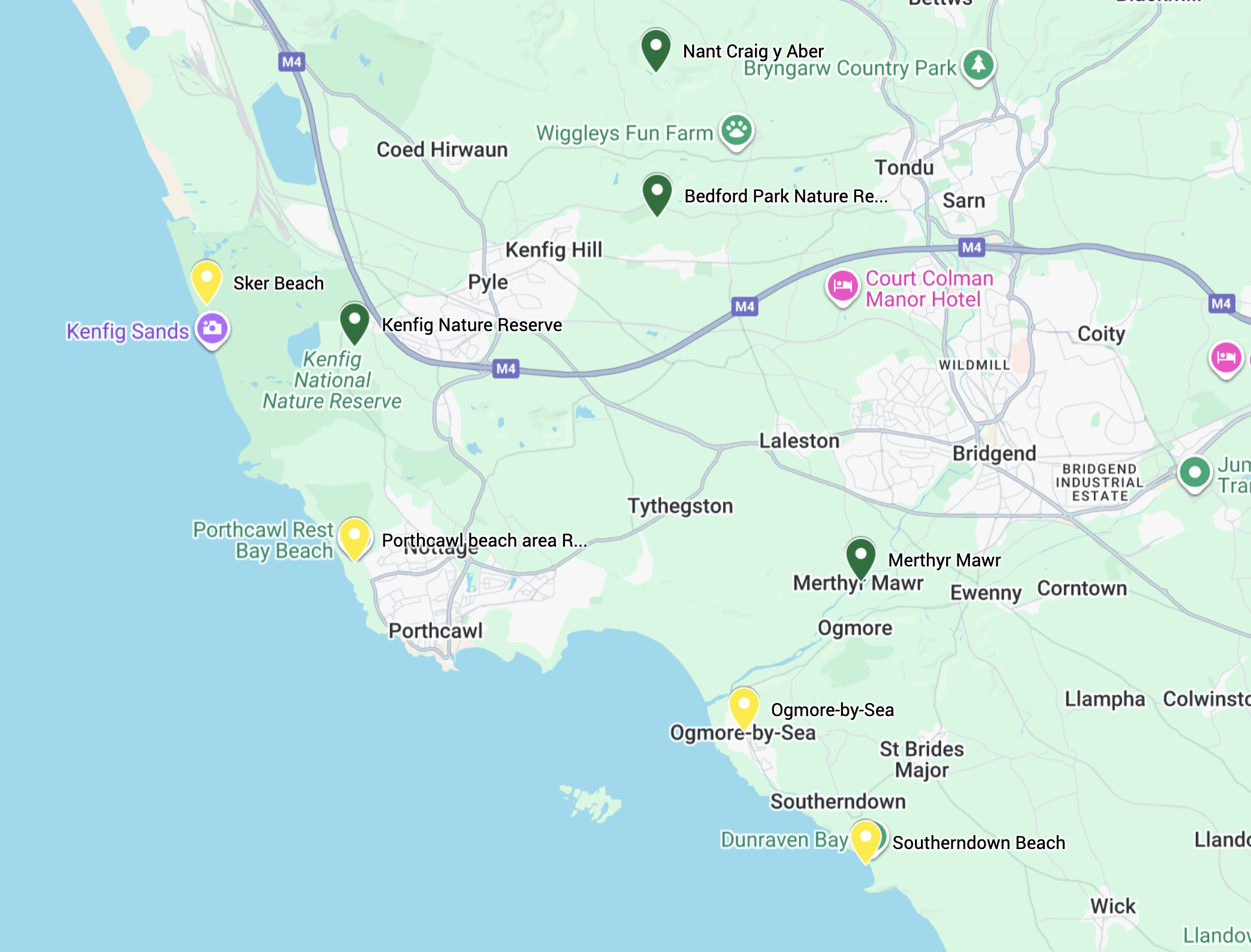 Google map view of Pawsome Dog Walking areas