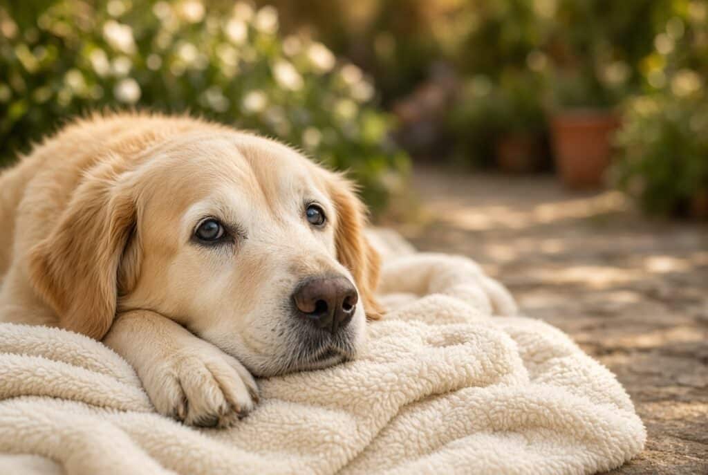 dog thinking of no more walks