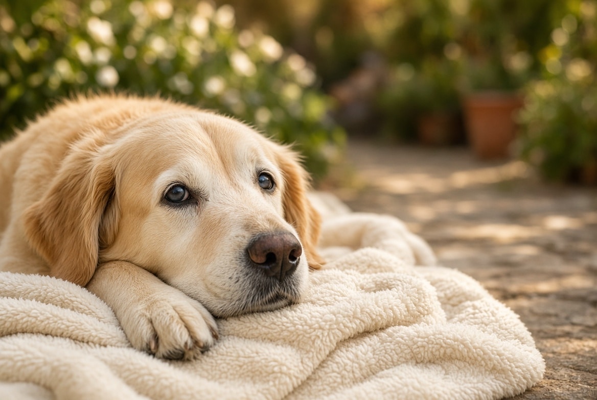 dog thinking of no more walks